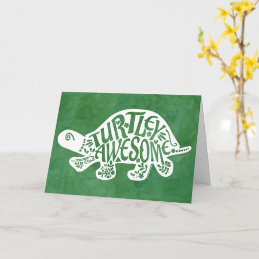 Turtley Geweldige felicitaties Kaart Tortoise (Gele Bloem)
