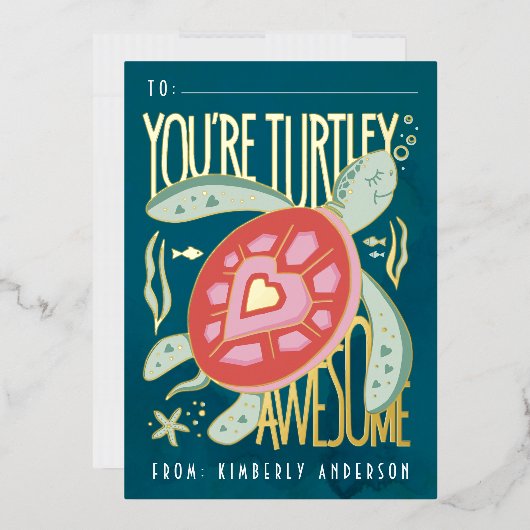 Turtley Geweldige Folie geperste Kaart (Envelop)