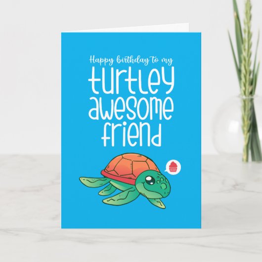 Turtley Geweldige Friend Cute Turtle Funny Birthda Kaart (Voorkant)