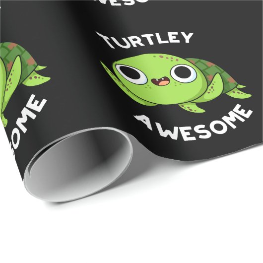 Turtley Geweldige Funny Turtle Pun Dark BG Cadeaupapier (Rol Hoek)
