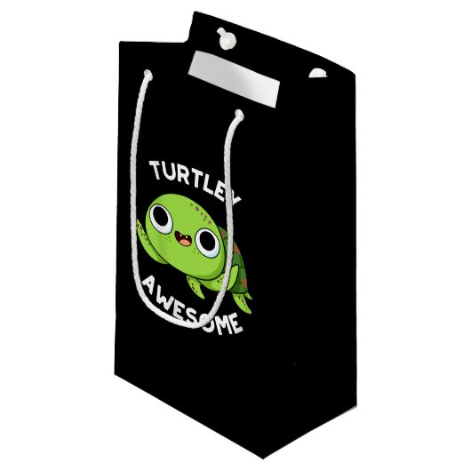 Turtley Geweldige Funny Turtle Pun Dark BG Klein Cadeauzakje (Voorkant Gekanteld)
