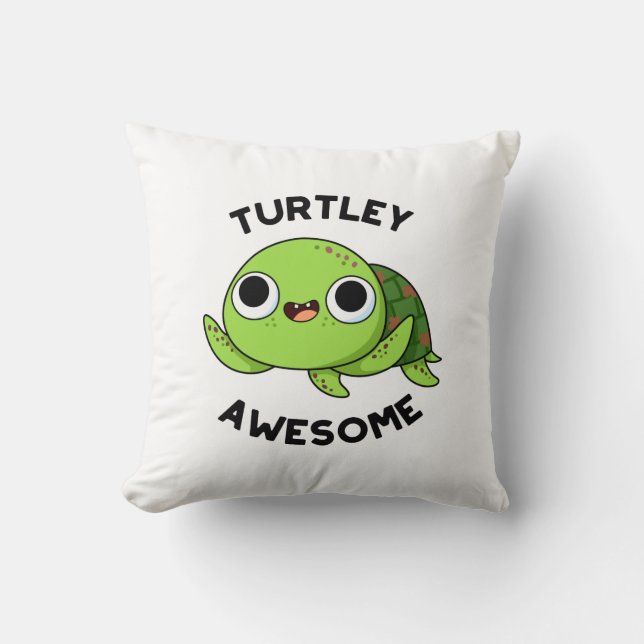 Turtley Geweldige Funny Turtle Pun Kussen (Voorkant)