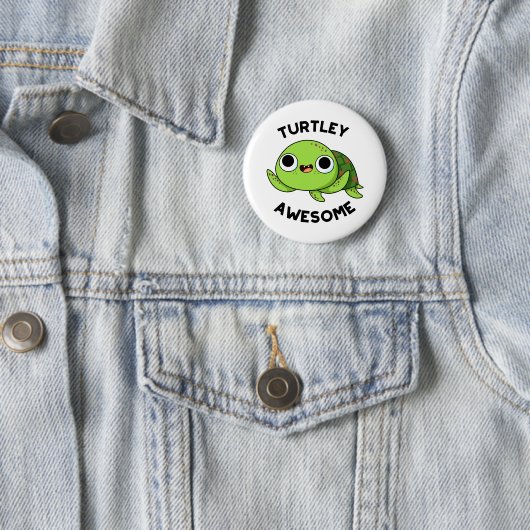 Turtley Geweldige Funny Turtle Pun Ronde Button 5,7 Cm (In situ)