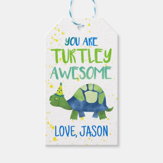 Turtley Geweldige Schildpad Valentijns Cadeautags Cadeaulabel (Voorkant)