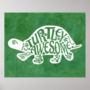 Turtley Geweldige Tortoise Funny Turtle Pun Sulcat Poster