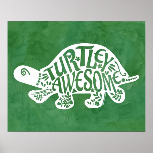 Turtley Geweldige Tortoise Funny Turtle Pun Sulcat Poster (Voorkant)