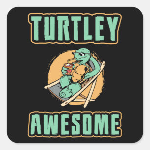 Turtley Geweldige Turtle Lover Turtles Funny Gift Vierkante Sticker