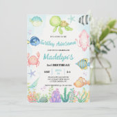 Turtley Geweldige Waterverf onder Zee Verjaardag Kaart (Staand voorkant)