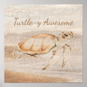 Turtley Geweldige Zee Turtle Ocean Zee Animal Art Poster (Voorkant)