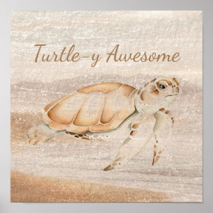 Turtley Geweldige Zee Turtle Ocean Zee Animal Art Poster