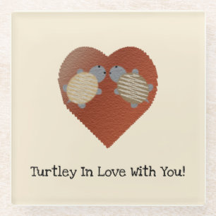 Turtley in Love met You Turtles Glazen Onderzetter