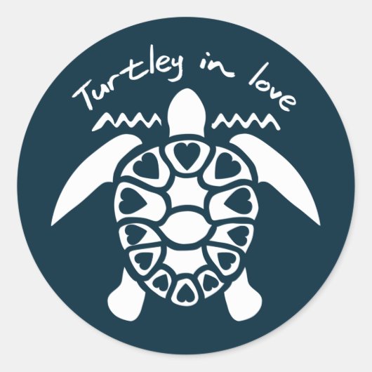 Turtley in Love Ronde Sticker (Voorkant)