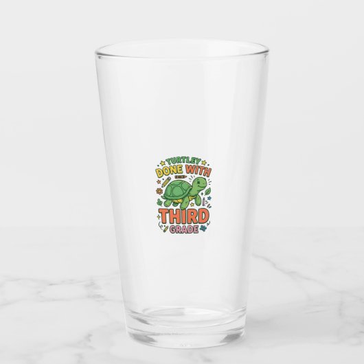 Turtley Klaar Met Derde Klas Schildpad School T-sh Glas (Voorkant)