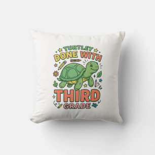 Turtley Klaar Met Derde Klas Schildpad School T-sh Kussen