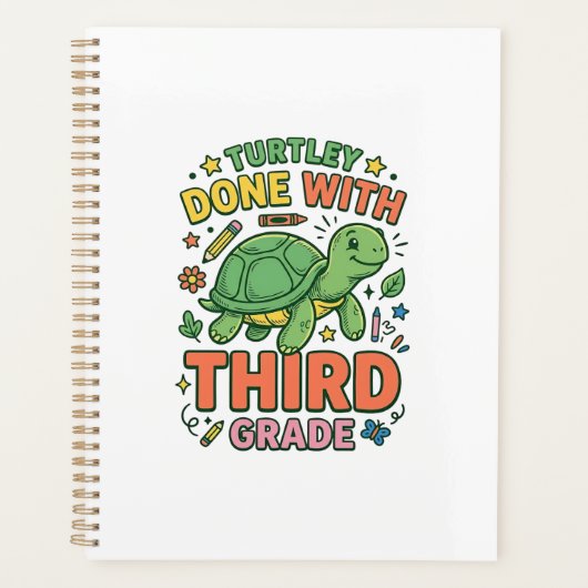 Turtley Klaar Met Derde Klas Schildpad School T-sh Planner (Voorkant)