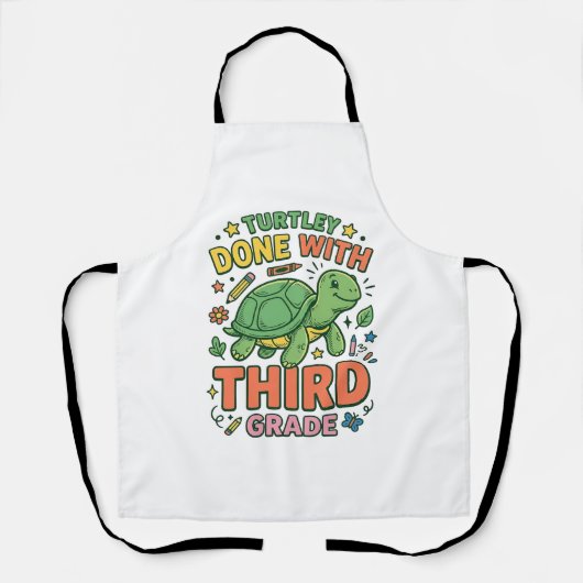 Turtley Klaar Met Derde Klas Schildpad School T-sh Schort (Voorkant)