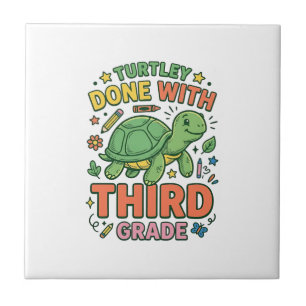 Turtley Klaar Met Derde Klas Schildpad School T-sh Tegeltje