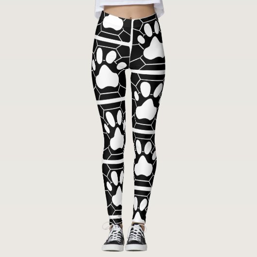 Turtley Pawsome Tortie Cat Leggings B/W (Voorkant)