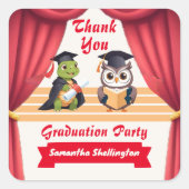 "Turtley Wise: Een Afstuderen Uil-stravaganza!" Vierkante Sticker (Voorkant)