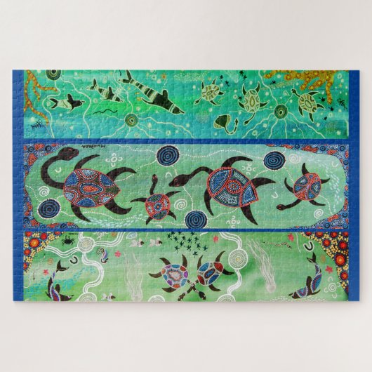 TURTLS EN DOLPHINS ABORIGINAL ART PUZZLE LEGPUZZEL (Horizontaal)