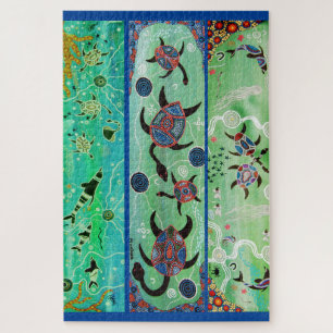 TURTLS EN DOLPHINS ABORIGINAL ART PUZZLE LEGPUZZEL