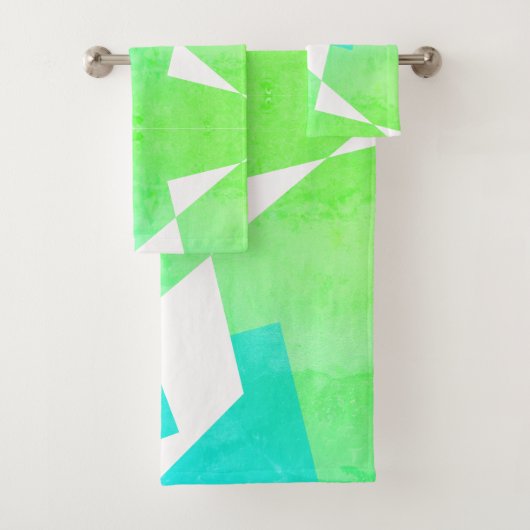Turuqoise Green Blue Abstract Art Bath Towels Bad Handdoek (Insitu)