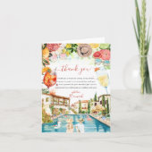 Tuscaans Italiaans Poolparty | Bruidsbruiloft met  Bedankkaart (Voorkant)