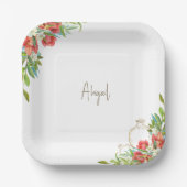 Tuscaanse Granaatappel Rode Bloemendouche Papieren Bordje (Voorkant)