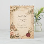 Tuscaanse vintage bruiloft met reis kaarten (Staand voorkant)
