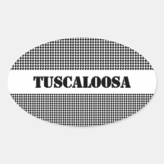 Tuscaloosa met Houndstooth (door MG Designs) Ovale Sticker (Voorkant)