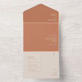 Tuscan Amber | Moderne minimalistische bruiloft All In One Uitnodiging (Binnen)