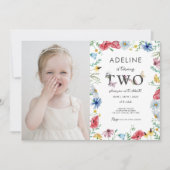 Tuscan bloem thema meisje 2e verjaardag zoete foto kaart (Voorkant)