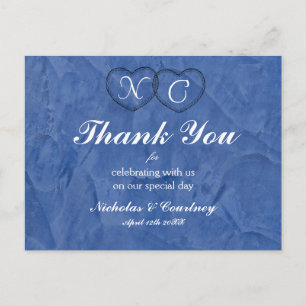 Tuscan Blue Hearts Bedankkaart Briefkaart