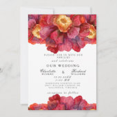 Tuscan Bold and Vibrant Red Floral Wedding Kaart (Voorkant)
