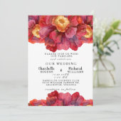 Tuscan Bold and Vibrant Red Floral Wedding Kaart (Staand voorkant)