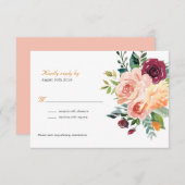Tuscan Botancial Floral Wedding RSVP Kaartje (Voorkant / Achterkant)