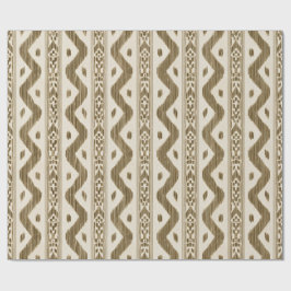 Tuscan Brown Ikat, geweven streep op crèmekleur Cadeaupapier