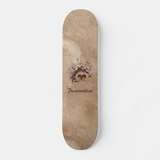 Tuscan Brown Tortelduifjes met naam Skateboard (Voorkant)