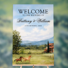 Tuscan Countryside Landscape Wedding Welcome Acryl Bord