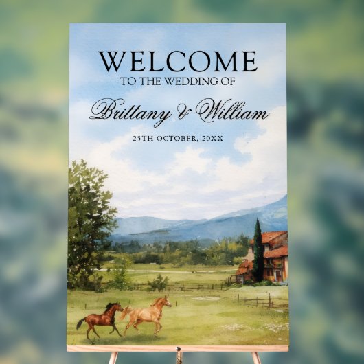 Tuscan Countryside Landscape Wedding Welcome Acryl Bord (Neutraal)