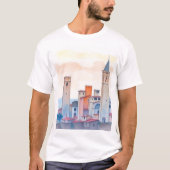 Tuscan Dreams: San Gimignano Watercolor T-Shirt (Voorkant)