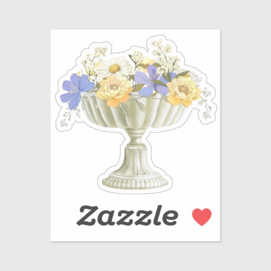 Tuscan Garden Urn Floral Arrangement Wedding Sticker (Vel)