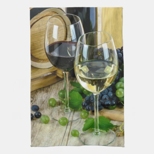 Tuscan Grapes and Wine Kitchen Towel Theedoek (Verticaal)