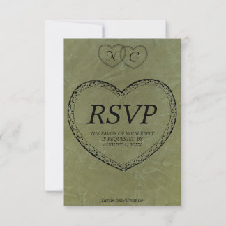 Tuscan Green Hearts RSVP-kaart RSVP Kaartje