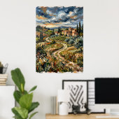 Tuscan Hills Village Landschaps poster (Thuiskantoor)