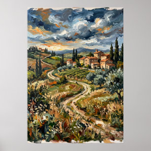 Tuscan Hills Village Landschaps poster