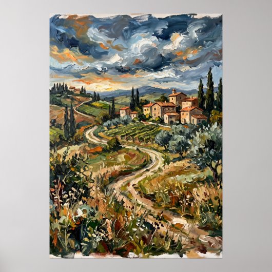 Tuscan Hills Village Landschaps poster (Voorkant)