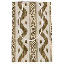 Tuscan Ikat, bruine en gouden tasprint Medium Cadeauzakje