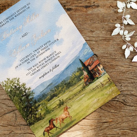 Tuscan-Inspired Countryside Landscape Wedding Folie Uitnodiging