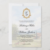 Tuscan Landschapslandschap Monogram Huwelijk  Kaart (Voorkant)